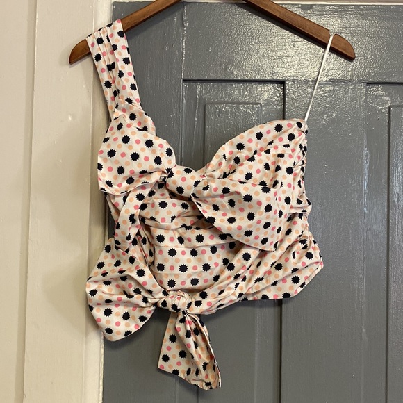 NWT Anthro Maeve Neutral Motif Bow-Tie One-Shoulder Tank - Picture 2 of 16